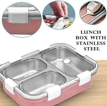 Tedemei Stainless Steel Lunch Box with 3 Compartments (1.2 L)