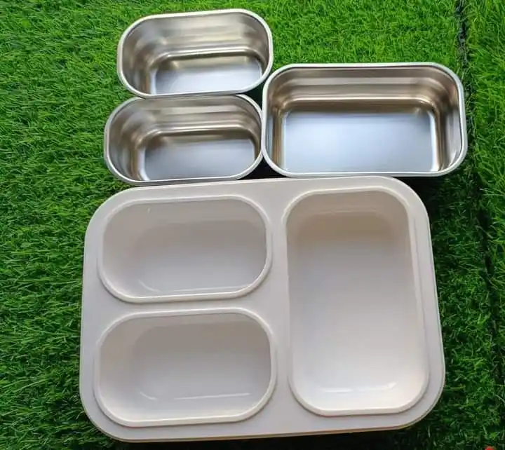 Tedemei Stainless Steel Lunch Box with 3 Compartments (1.2 L)
