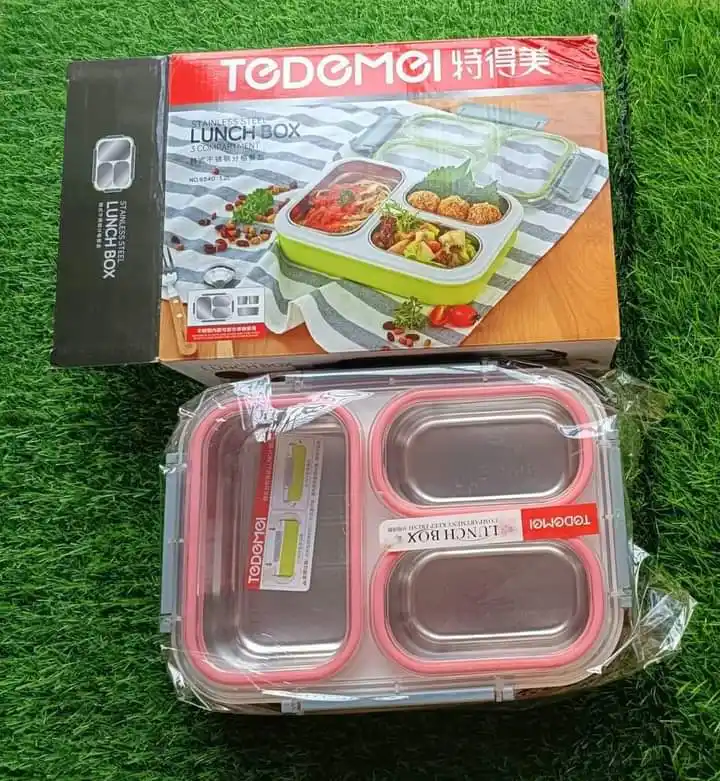 Tedemei Stainless Steel Lunch Box with 3 Compartments (1.2 L)