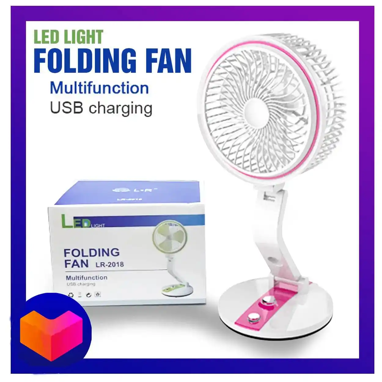 LR fan (Adjustable rechargeable folding fan with led light)