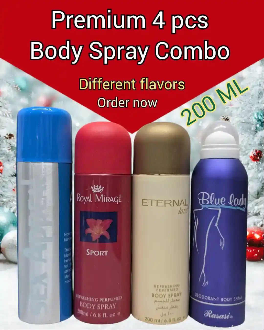 Premium 200ml Body Spray Combo Pack (4 Pcs) Long Lasting Perfume for Men in Bangladesh